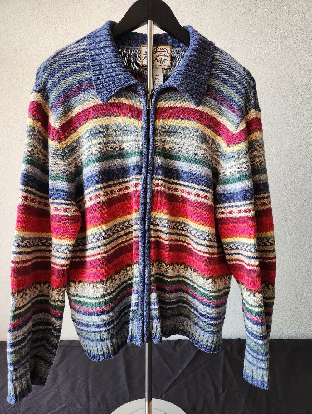 Vintage Heirloom Collectibles Colorful Striped Zip-Up Sweater
